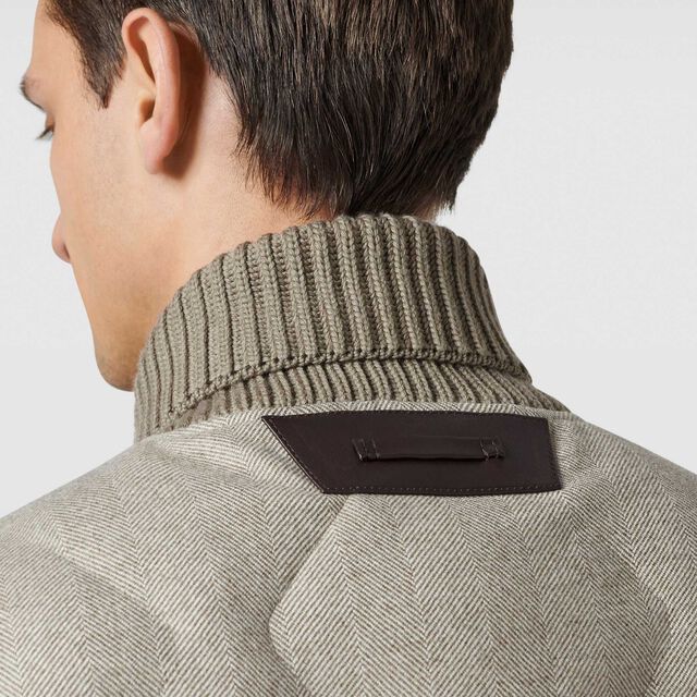 Doudoune Sans Manches en Laine à Chevrons, TAUPE GREY, hi-res 7
