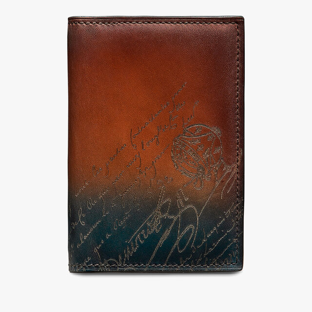 Jagua Scritto Leather Card Holder, CLOUDY CACAO, hi-res 1