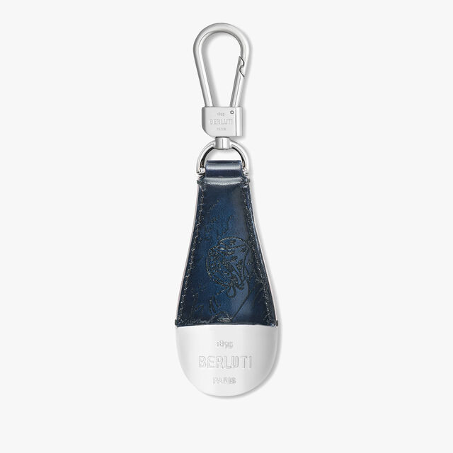 Shoehorn Scritto Leather Key Ring, STEEL BLUE, hi-res 2