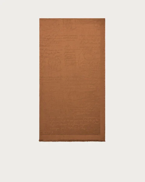 Scritto Pattern Scarf, Brick Brown, hi-res