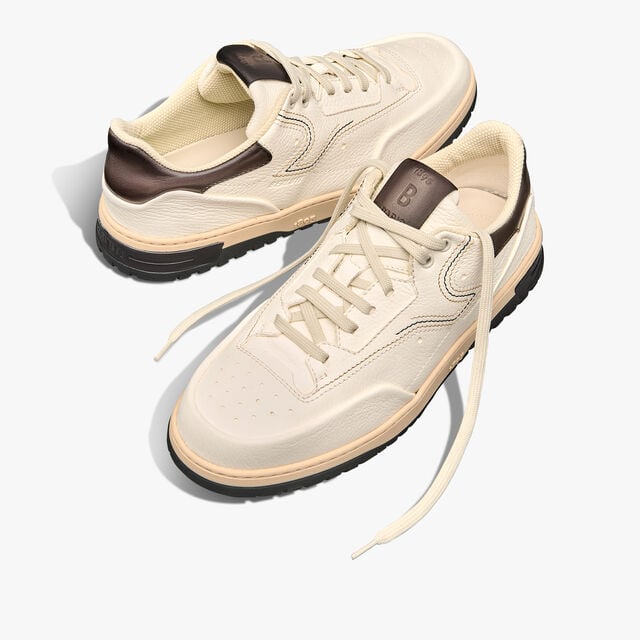 Playoff Deer Leather Sneaker, WHITE, hi-res 7