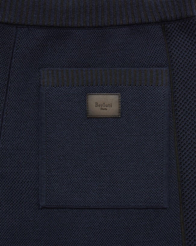 Shadow Pants with Leather Details, Navy, hi-res