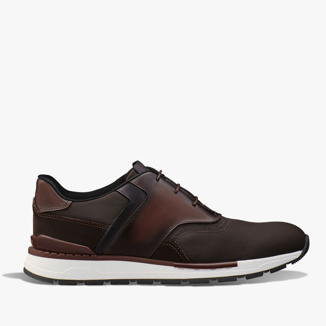Sneaker Fast Track En Cuir Et Nylon, MARRONE INTENSO, hi-res 1