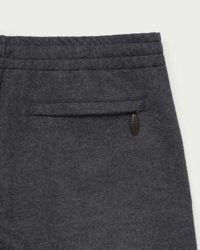 Jersey Pants with Leather Detail, Dark Grey Melange, hi-res