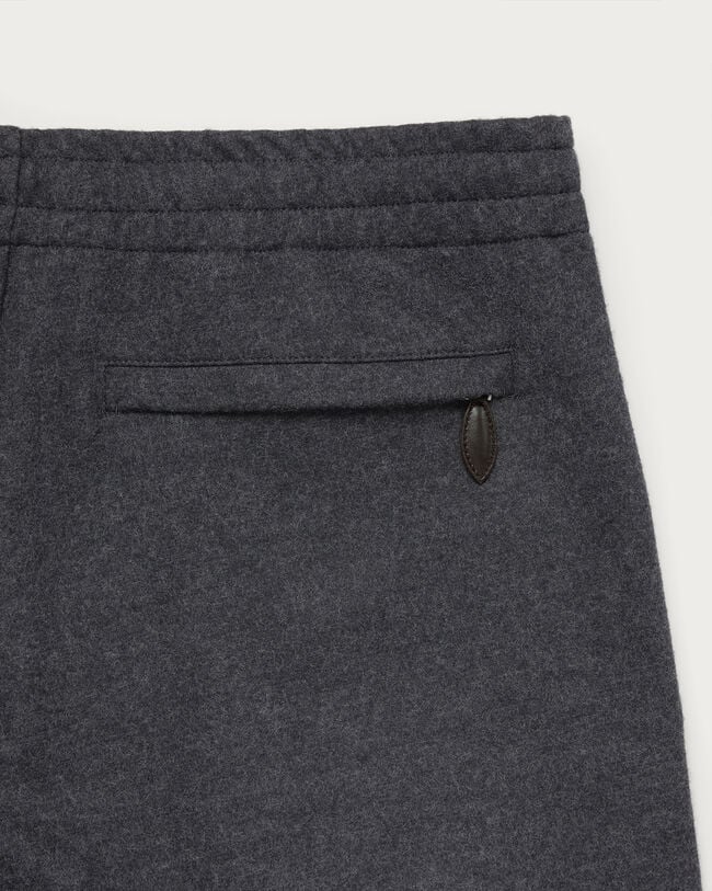 Jersey Pants with Leather Detail, Dark Grey Melange, hi-res