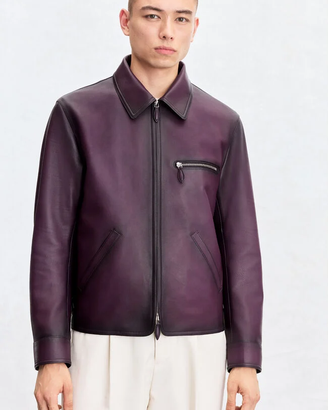 Leather Patina Un Jour Blouson, Grapes, hi-res