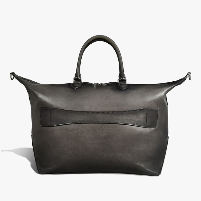 Toujours Soft Zipped Bag Scritto Leather Travel Bag, NERO GRIGIO, hi-res 4