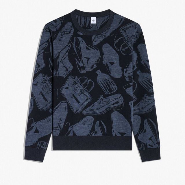 Pull En Laine Avec Jacquard Summer Iconic, COLD NIGHT BLUE, hi-res 1