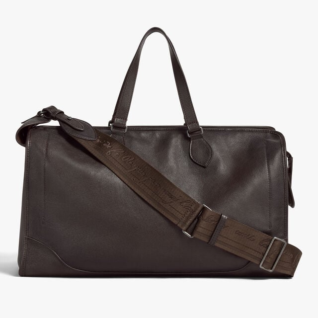Overnight Travel Bag In Leather, DARK BROWN, hi-res 3