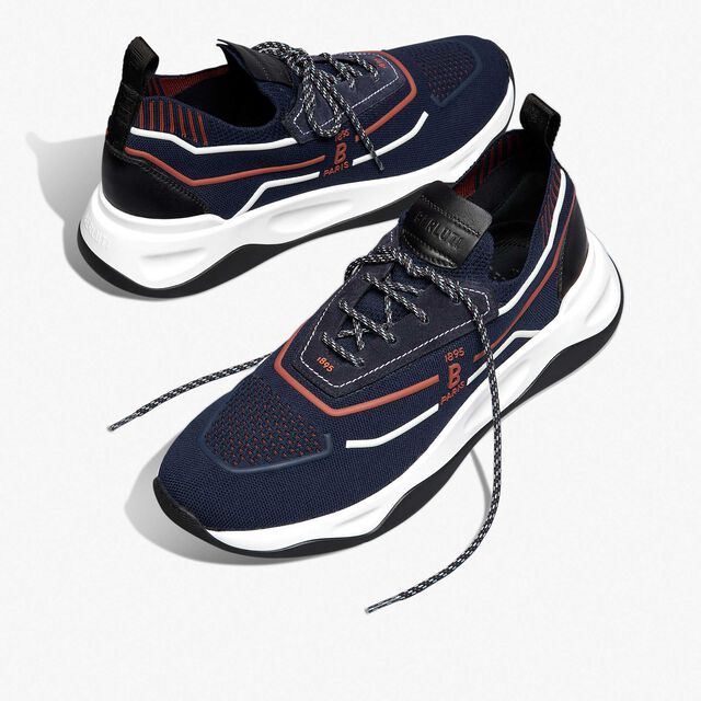 Shadow Knit And Leather Sneaker, NAVY + RUST, hi-res 7