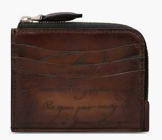 Koa Logic Scritto Leather Zipped Card Holder, CACAO INTENSO, hi-res