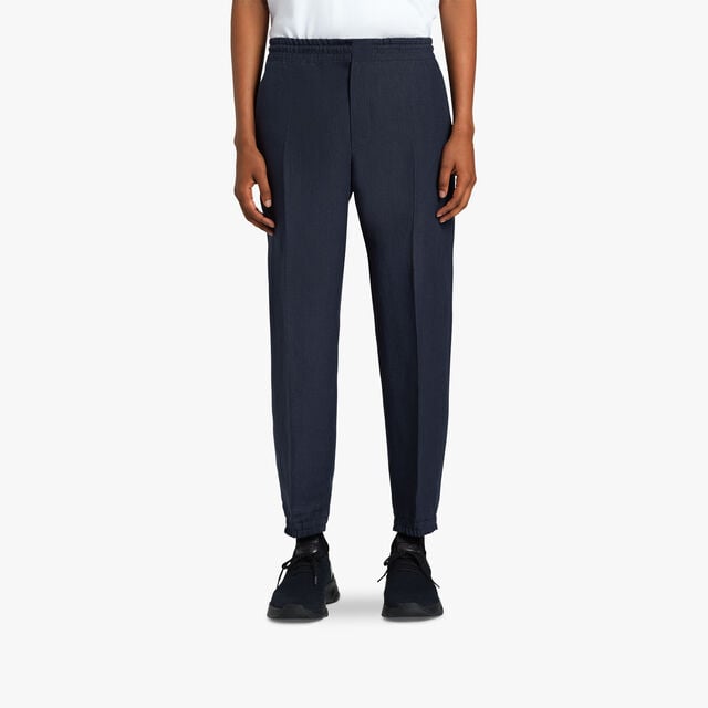 Pantalon de Jogging En Lin, COLD NIGHT BLUE, hi-res 2