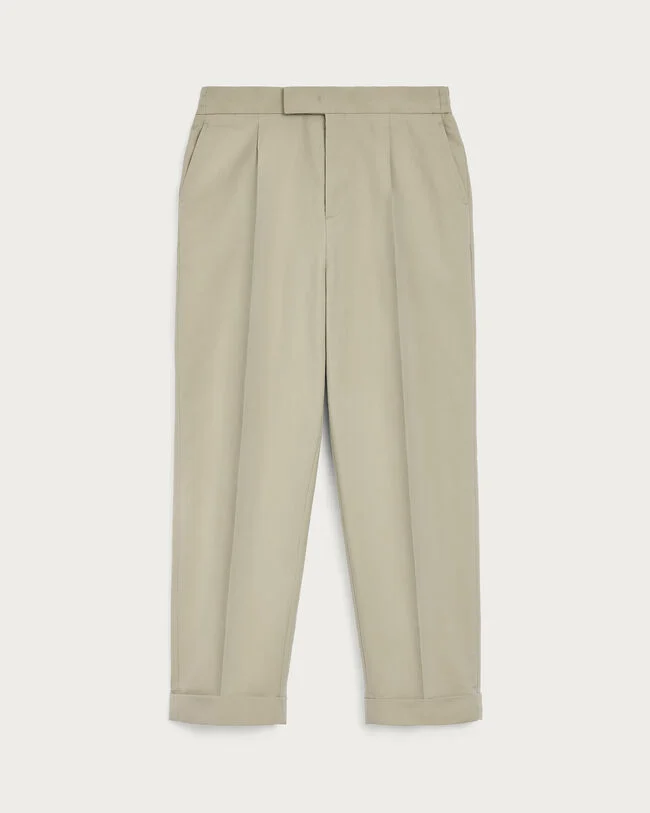 Relaxed Trousers with Leather Detail, Salvia, hi-res