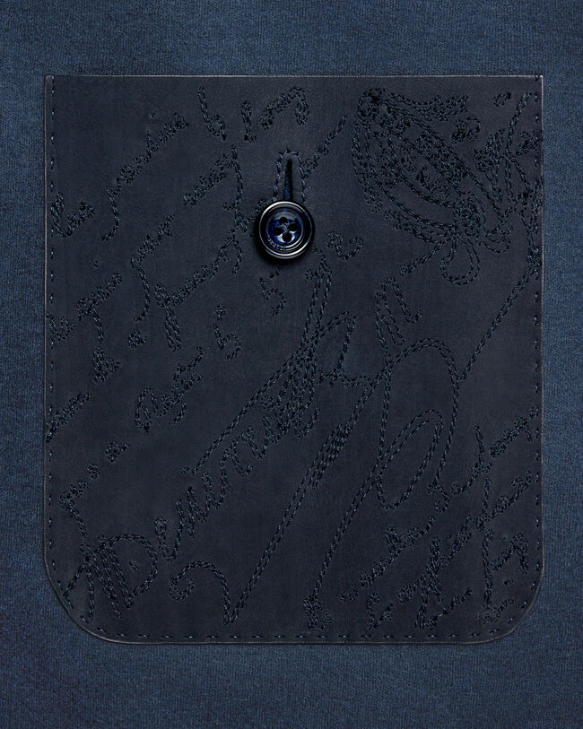 Jersey Jacket with Leather Detail, Midnight Blue, hi-res