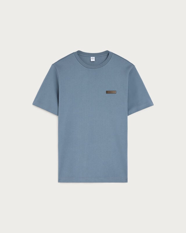 T-Shirt avec D&eacute;tail en Cuir, Nile Blue, hi-res