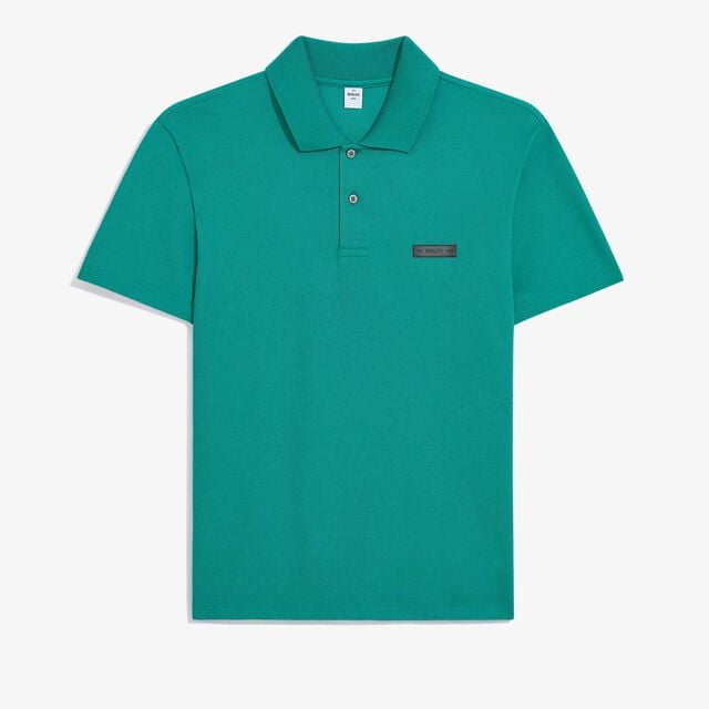 Leather Tab Polo, DEEP TEAL GREEN, hi-res 1