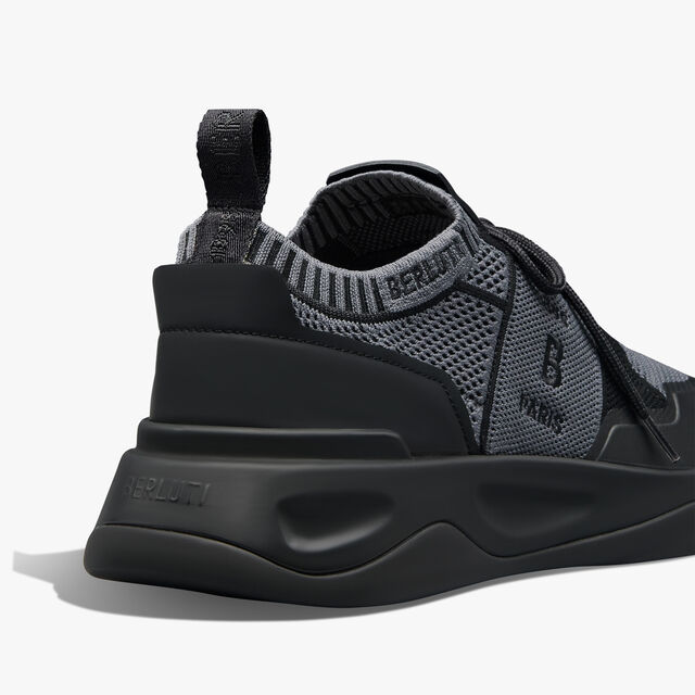 Shadow Rubber Coated Knit And Calf Leather Sneaker, GREY/BLACK, hi-res 5