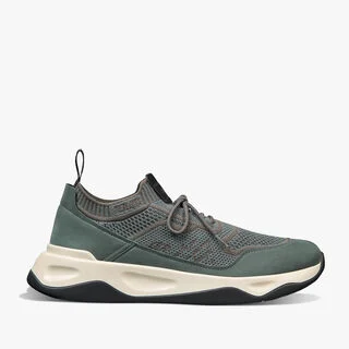 Shadow Scritto Knit And Nubuck Leather Sneaker, STORM GREEN, hi-res