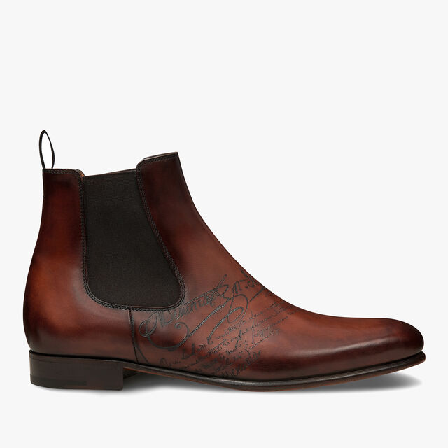 Cursive Galet Scritto Leather Boot, EBANO, hi-res 7
