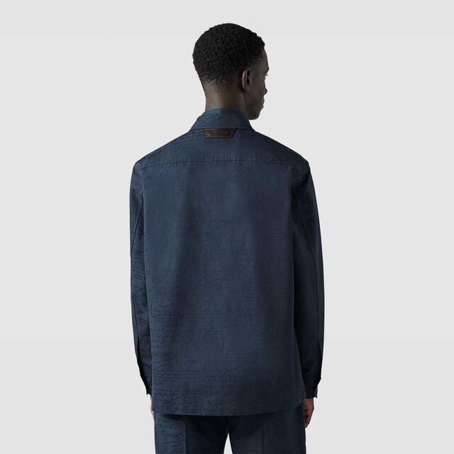 Cotton Scritto Workwear Overshirt, COLD NIGHT BLUE, hi-res 3