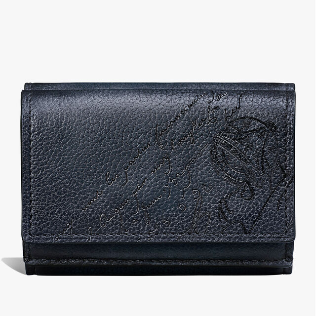 Acajou Scritto Leather Compact Wallet, INDIGO DENIM, hi-res 1