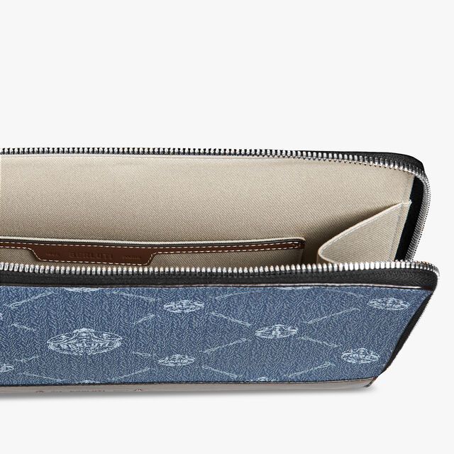 Nino GM Canvas and Leather Clutch, BLUE CHEVRON+CACAO INTENSO, hi-res