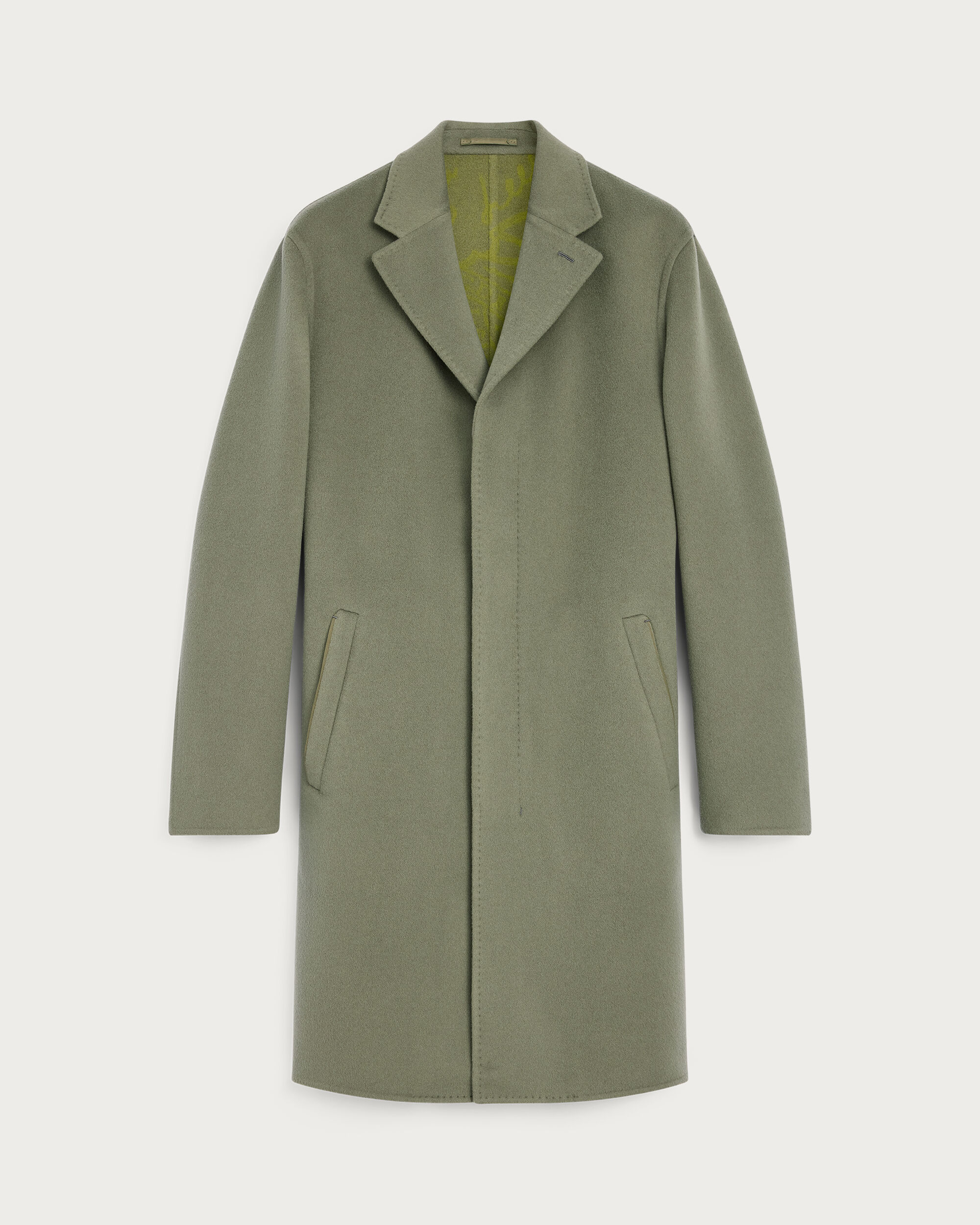 Double Face Coat, Kaki & Internal Giant Scritto, hi-res