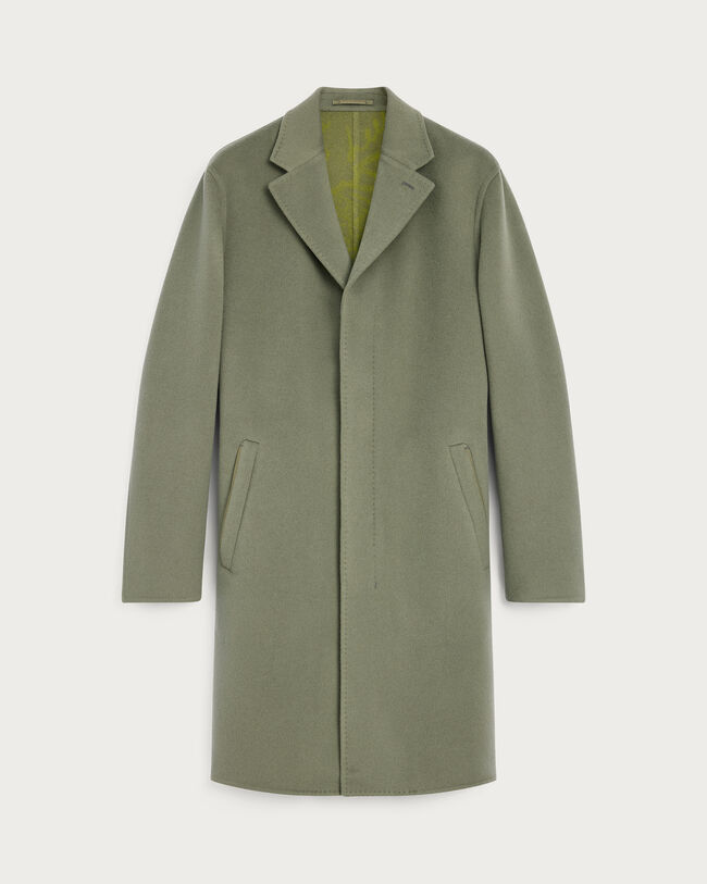 Double Face Coat, Kaki & Internal Giant Scritto, hi-res