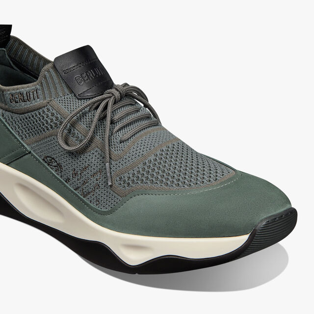 Shadow Scritto Knit And Nubuck Leather Sneaker, STORM GREEN, hi-res 7