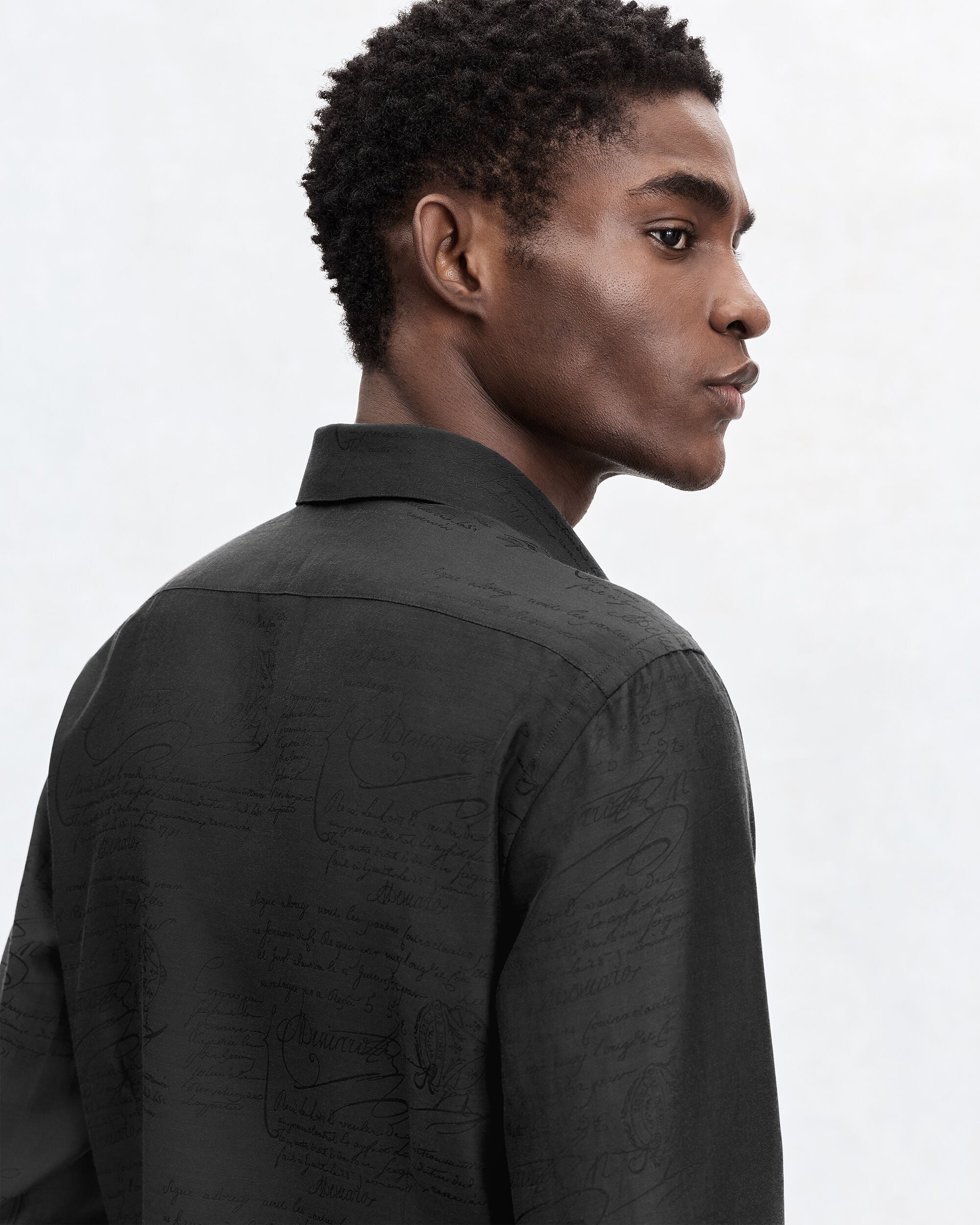 Chemise Andy Motif Scritto, Noir, hi-res