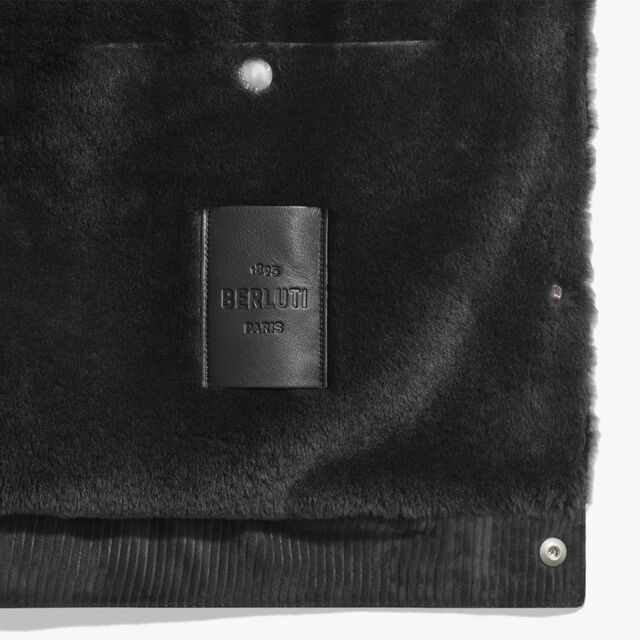 Corduroy Denim Jacket with Shearling Inside, ANTHRACITE, hi-res 7