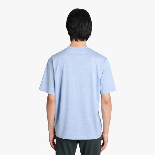 T-Shirt Avec Détail En Cuir, SKY BLUE, hi-res 3