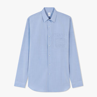Chambray Shirt With Embroidered Scritto Pocket, CASUAL BLUE, hi-res