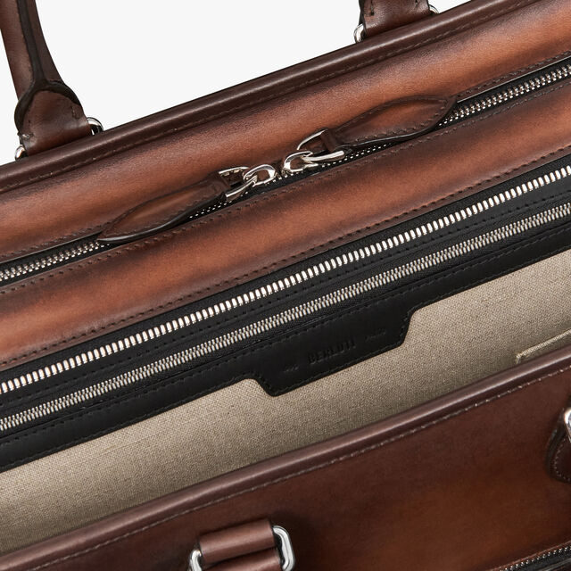 Deux Jours Scritto Leather Briefcase, CACAO INTENSO, hi-res 8