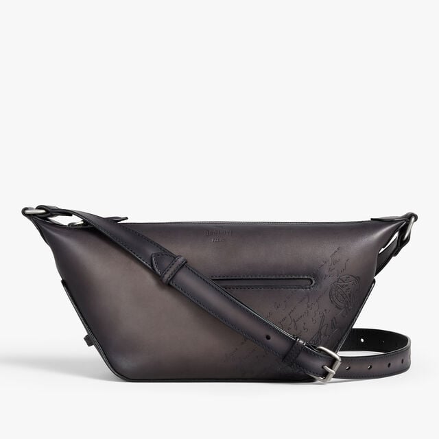 Toujours Soft Zipped Hobo XS In Scritto Leather, CHARCOAL, hi-res 1