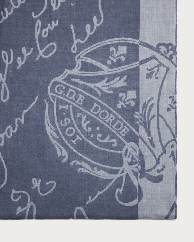 Giant Scritto Pattern Scarf, Cloudy Blue, hi-res