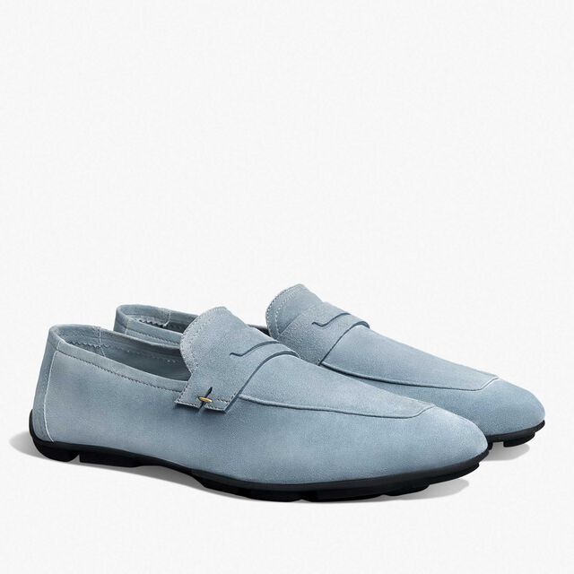 Mocassin Lorenzo Drive En Cuir Camoscio, STONE DENIM, hi-res 2