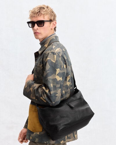 Toujours Soft Zipped Hobo Messenger, Deep Black, hi-res