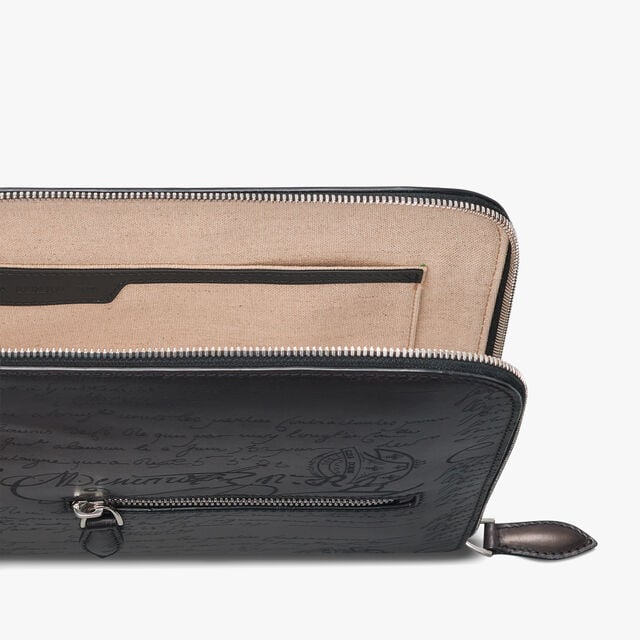 Pochette Nino Tgm En Cuir Scritto, NERO GRIGIO, hi-res 6