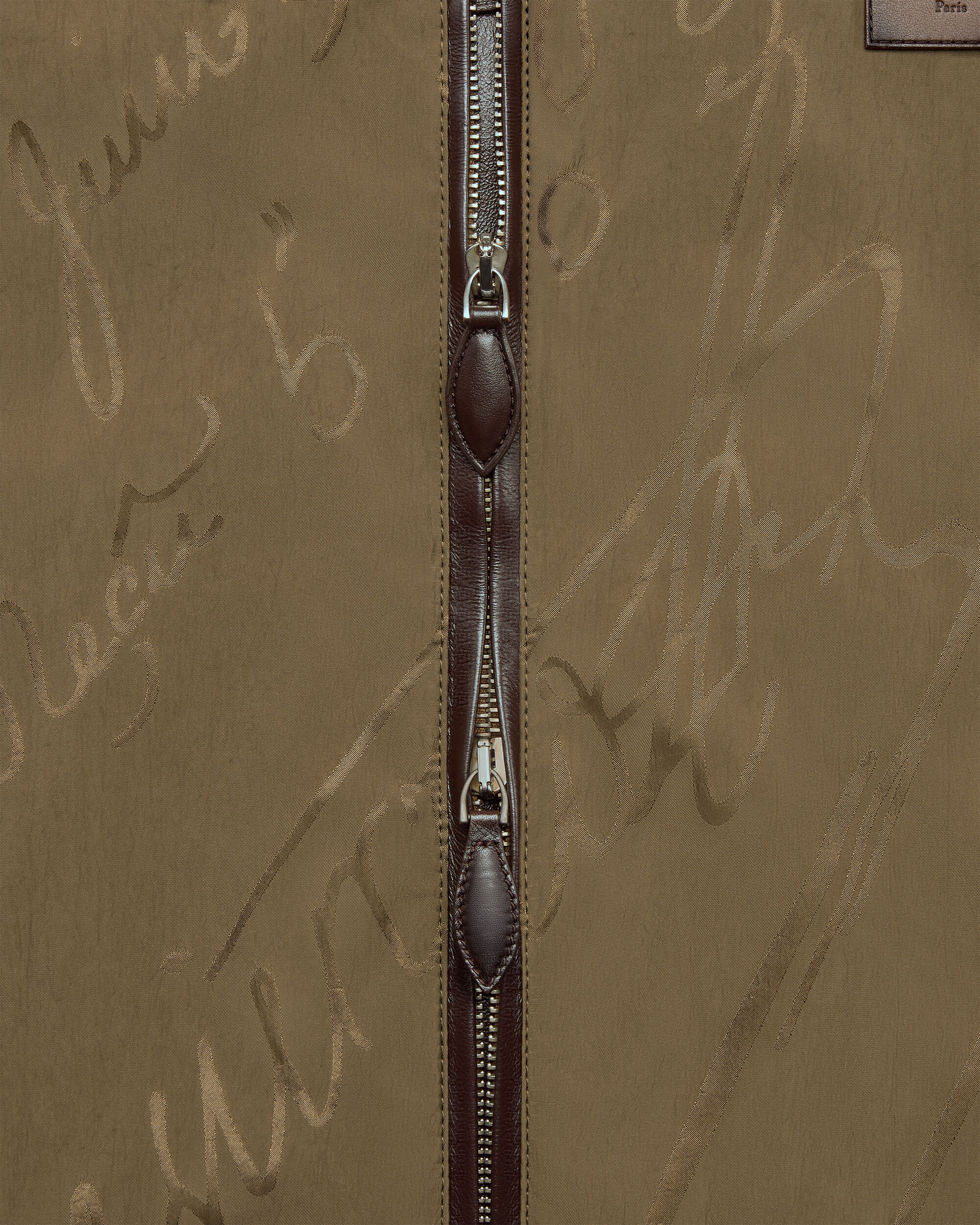 Scritto Hooded Blouson with Leather Details, Kaki, Image 4