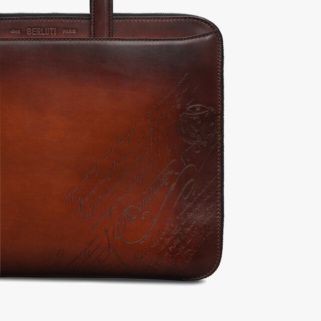 Lift II Scritto Leather Briefcase, CACAO INTENSO, hi-res 6