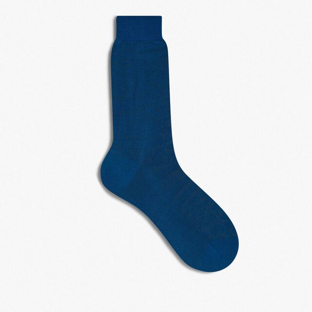 Cotton Scritto Socks, BLEU DE SMALT, hi-res 1