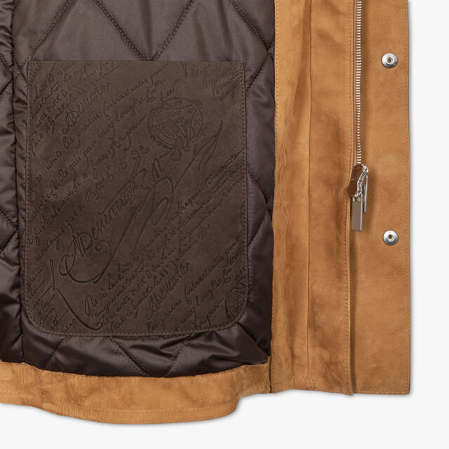 Nubuck Leather Parka With Shearling Hood, TOFFEE CAMEL, hi-res 10