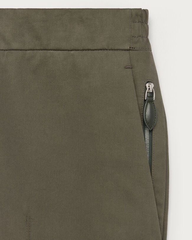 Alessio Trousers with Leather Zip-puller, Olive, hi-res