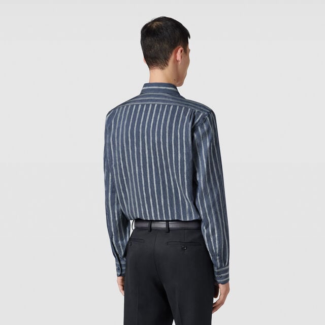 Alessandro Striped Scritto Shirt, BLUE SCRITTO STRIPES, hi-res 3
