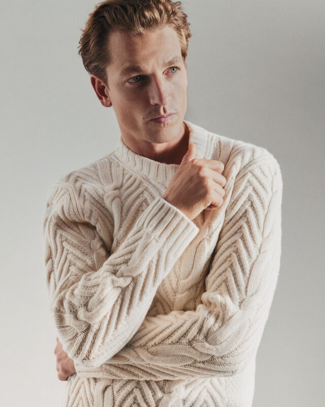 Winter Cable Knit Crewneck, SHELL, hi-res 2