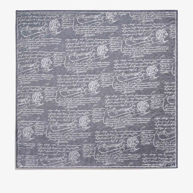 ALL OVER SCRITTO HANDKERCHIEF, BLUE GREY DUSK, hi-res 1