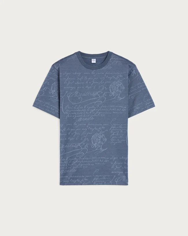 Scritto Piqu&eacute; T-shirt, Nile Blue, hi-res