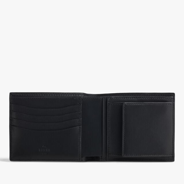 Makore Coin Scritto Leather Wallet, NERO GRIGIO, hi-res 2