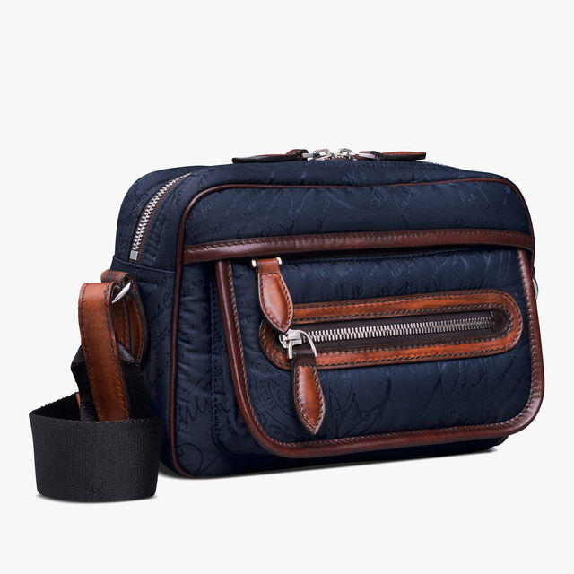 Shoulder Bag Nylon Scritto Messenger, NAVY, hi-res 3
